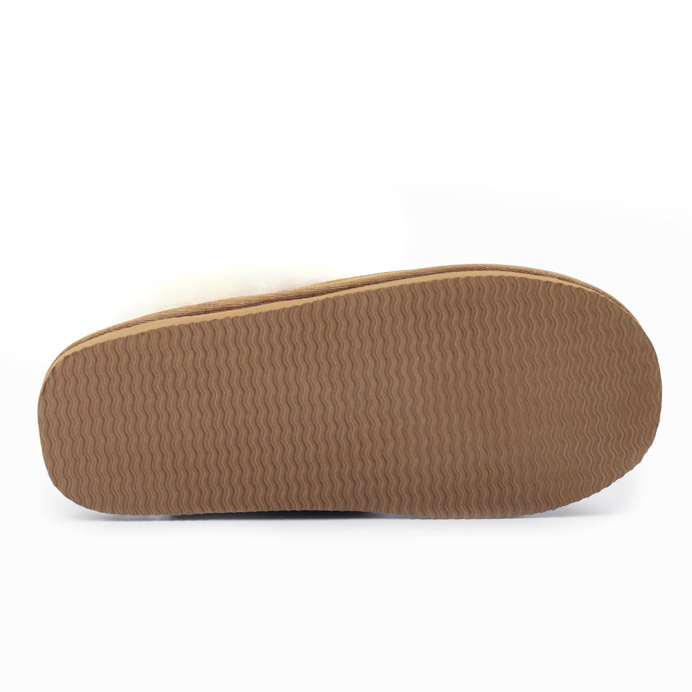 Minfot Fårskinnstofflor Slip-On Duved med sula Chestnut
