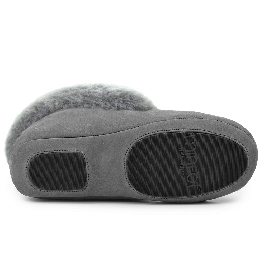 Minfot Fårskinnstofflor Hemse med sula Grafit Grå