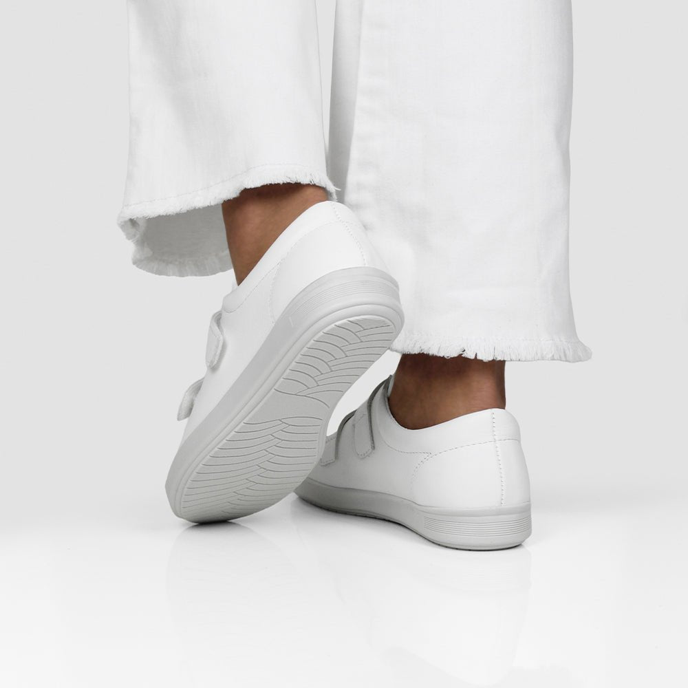 Minfot Aveny Skinn Sneaker Dam Kardborreband Vit