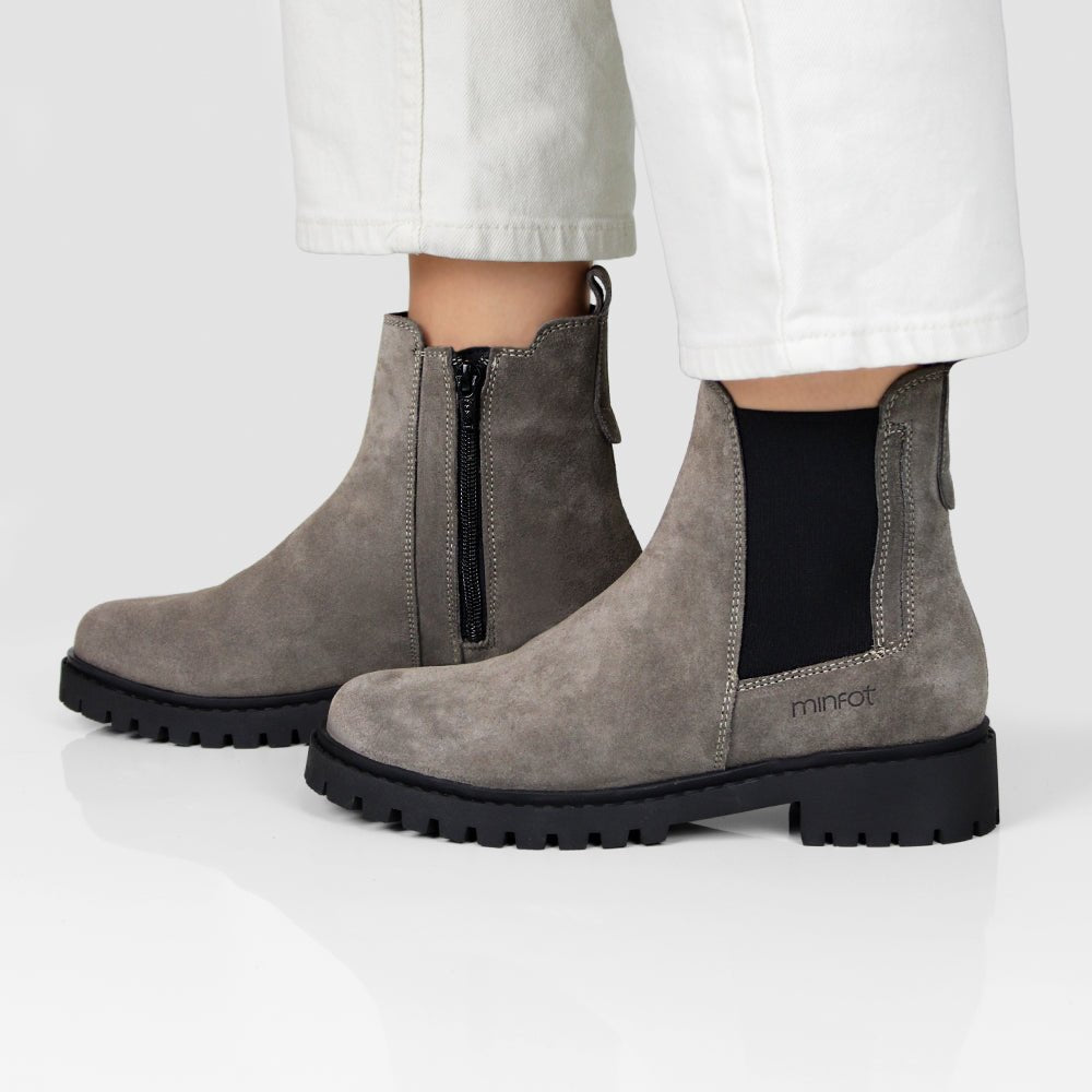 Minfot Ribe Chelsea Boots Zip Mocka Taupe