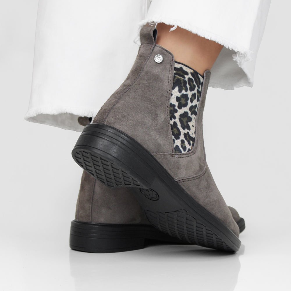 Minfot Bou Chelsea Boots Dam Stretch Nubuck Stone Leopard