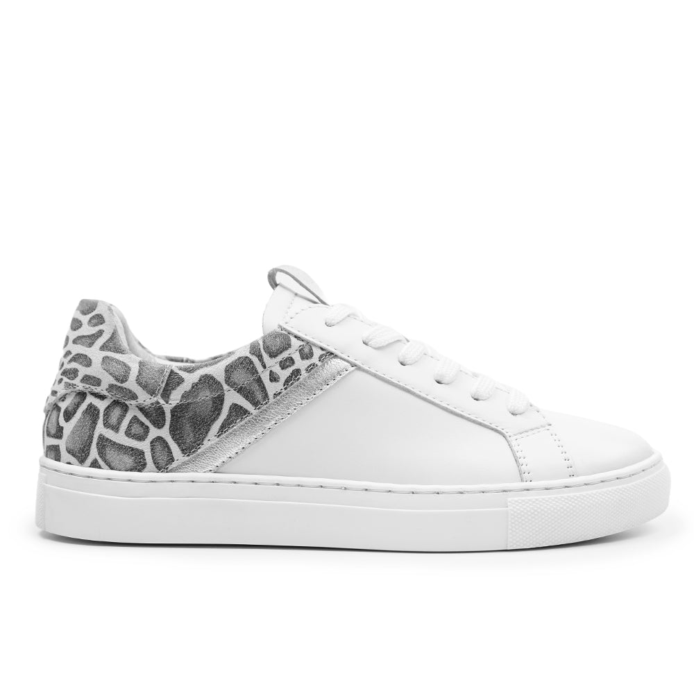 Minfot Comfort Sneakers Dam Skinn Leopard Vit