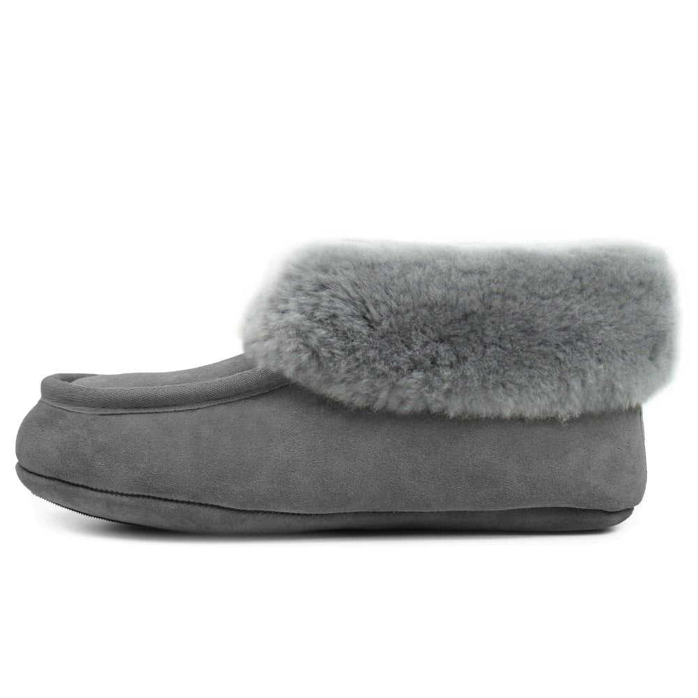 Minfot Fårskinnstofflor Hemse med sula Grafit Grå