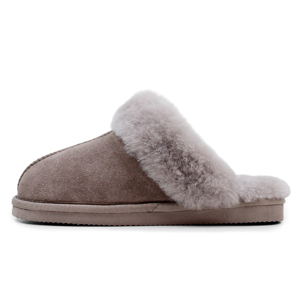 Minfot Fårskinnstofflor Slip-on Duved med sula Stone