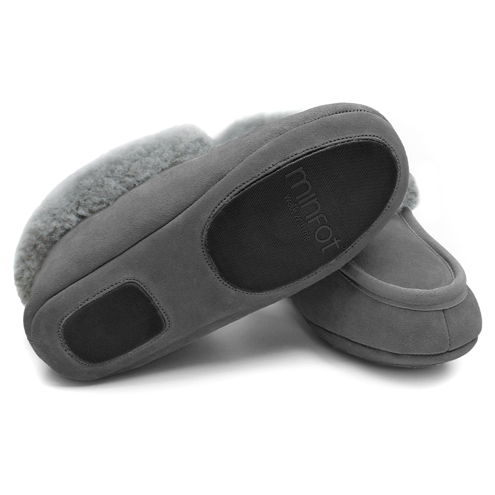 Minfot Fårskinnstofflor Hemse med sula Grafit Grå