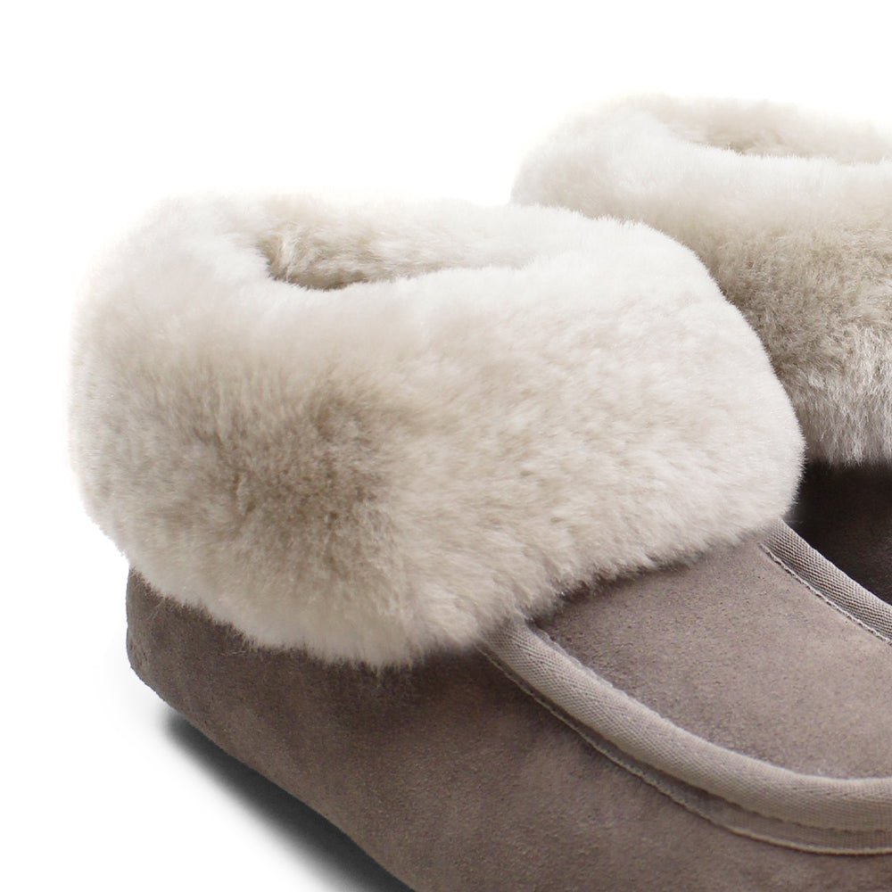 Minfot Fårskinnstofflor Hemse med sula Taupe