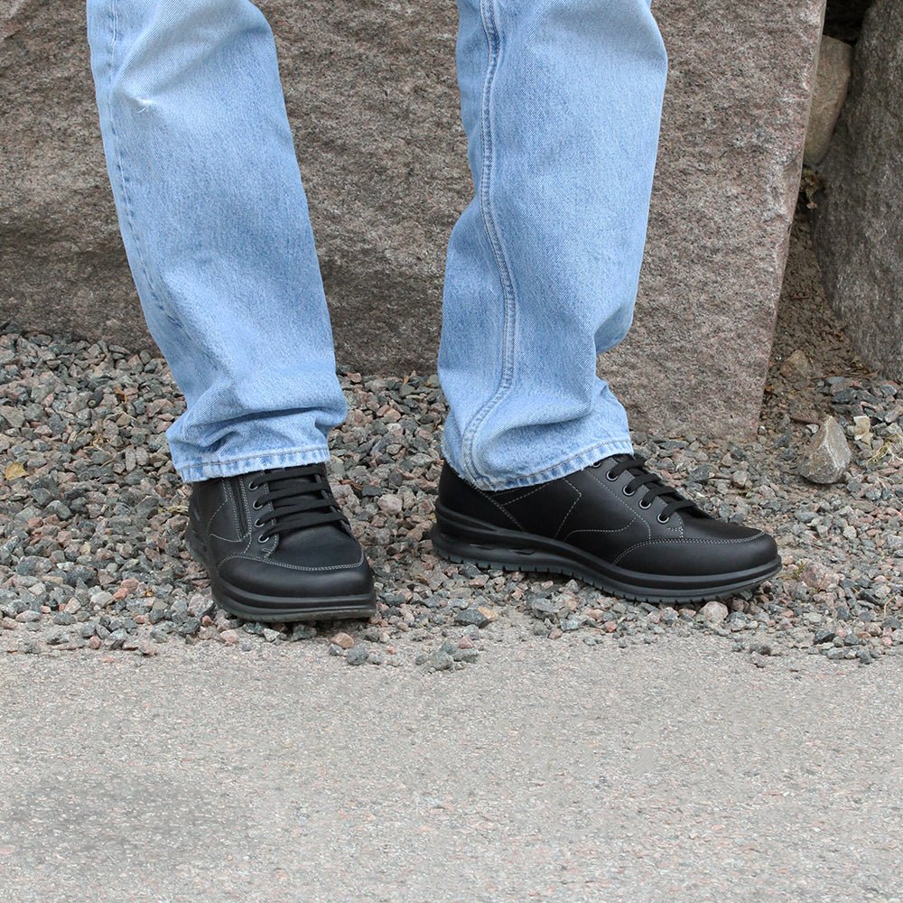 Minfot Axe Herrskor Zip Vattenavvisande TEX Skinn Svart