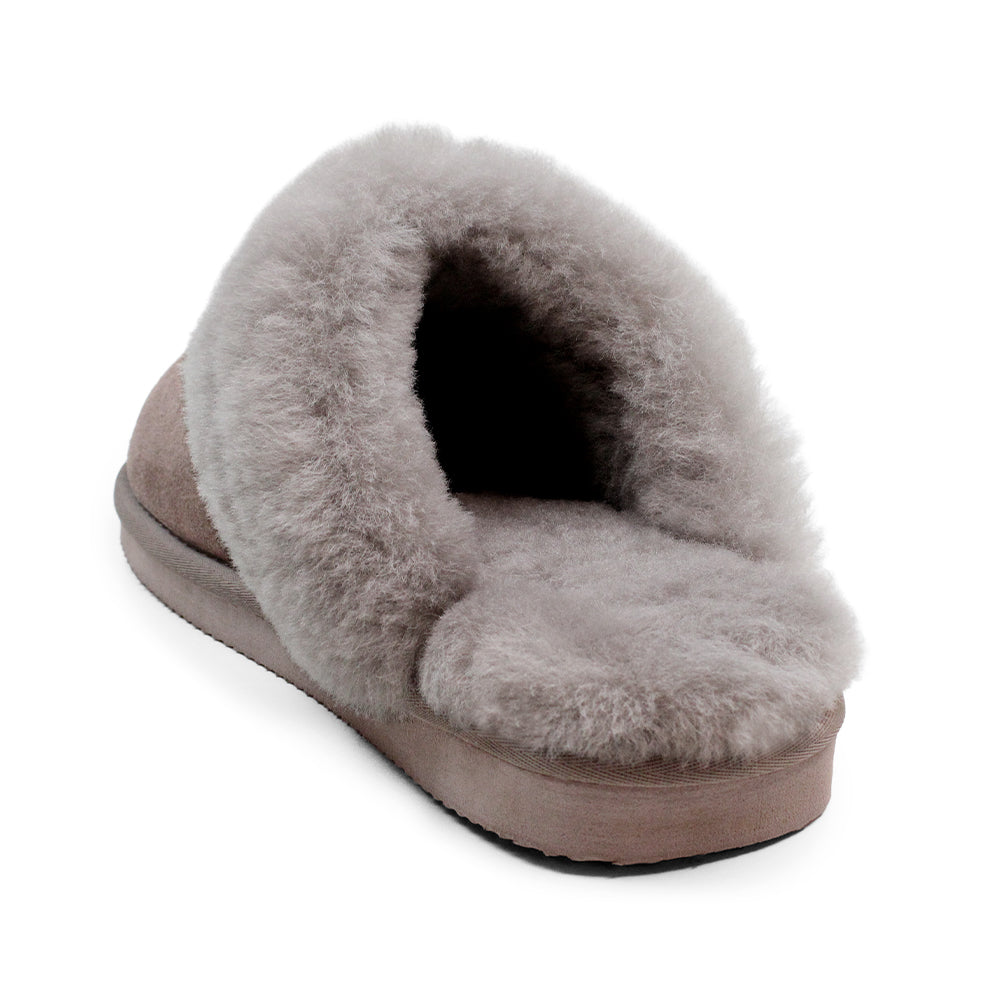 Minfot Fårskinnstofflor Slip-on Duved med sula Stone
