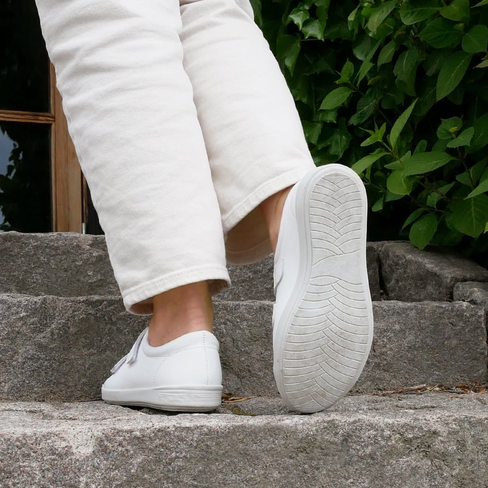 Minfot Aveny Skinn Sneaker Dam Kardborreband Vit