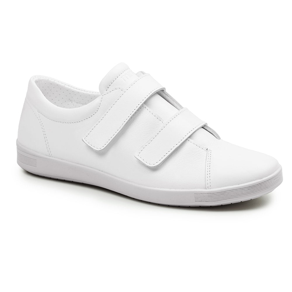 Minfot Aveny Skinn Sneaker Dam Kardborreband Vit