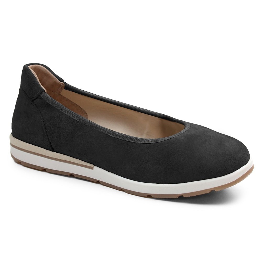 Minfot Ballerinaskor Joyce Dam Stretch Nubuck Svart