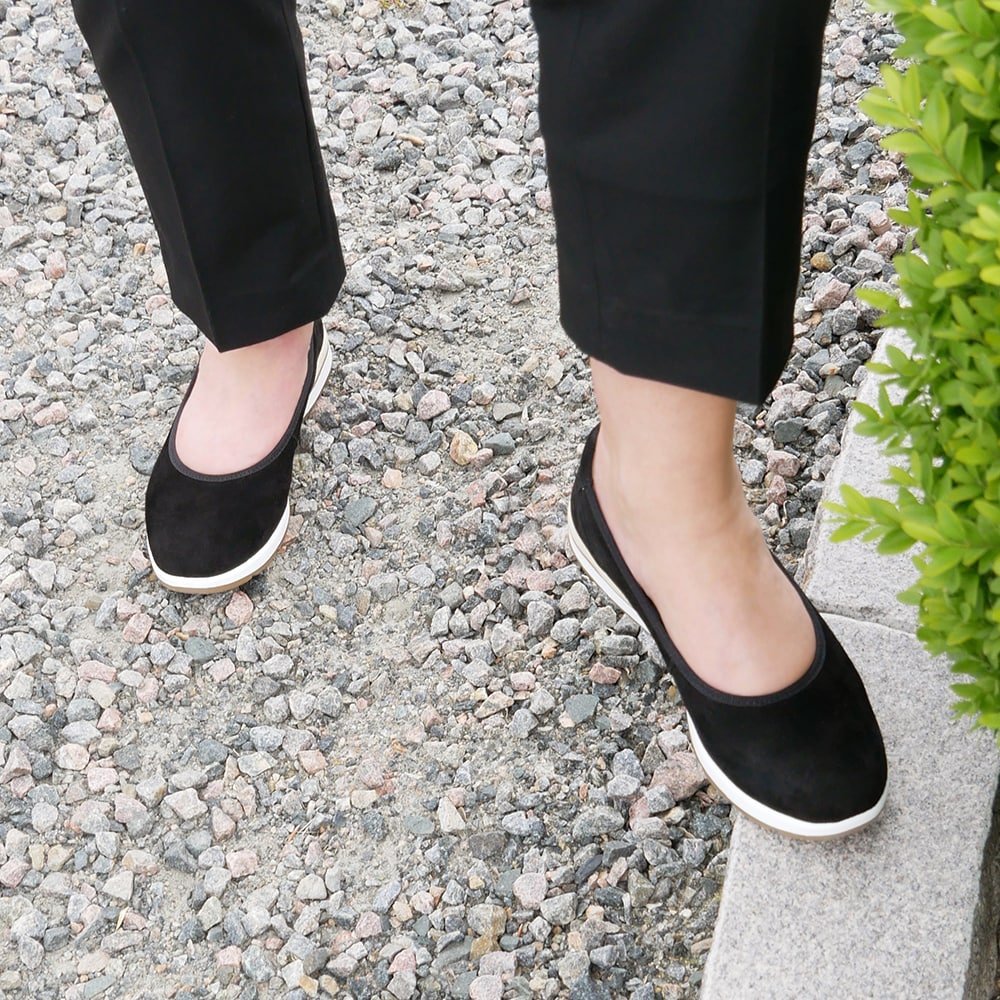 Minfot Ballerinaskor Joyce Dam Stretch Nubuck Svart