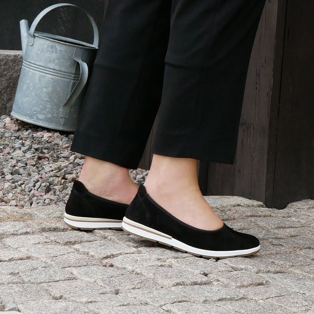 Minfot Ballerinaskor Joyce Dam Stretch Nubuck Svart