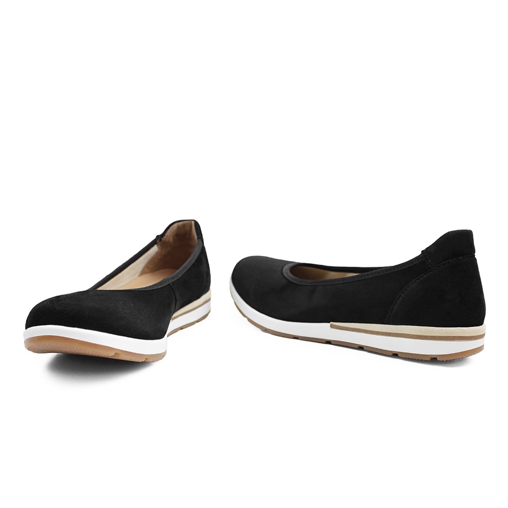 Minfot Ballerinaskor Joyce Dam Stretch Nubuck Svart