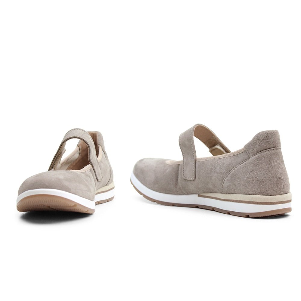 Minfot Ballerinaskor med rem Joyce Stretch Nubuck Stone