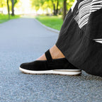 Minfot Ballerinaskor med rem Joyce Dam Stretch Nubuck Svart