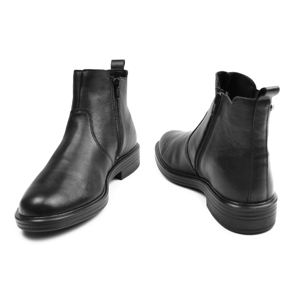 Minfot Bou Chelsea Boots med zip Stretch Läder Svart