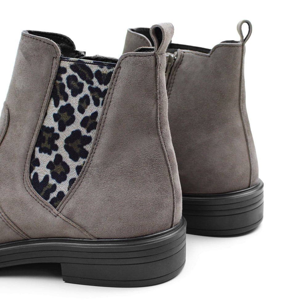 Minfot Bou Chelsea Boots Dam Stretch Nubuck Stone Leopard