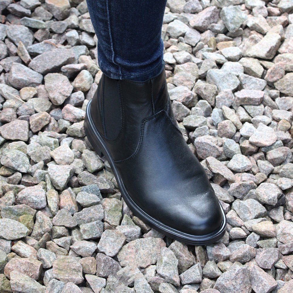 Minfot Bou Chelsea Boots med zip Stretch Läder Svart
