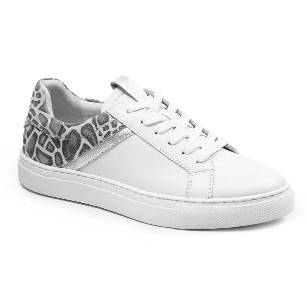 Minfot Comfort Sneakers Dam Skinn Leopard Vit