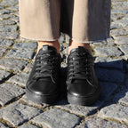 Minfot Comfort Sneakers Dam Skinn Leopard Svart