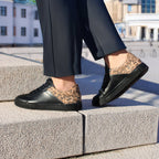 Minfot Comfort Sneakers Dam Skinn Leopard Svart