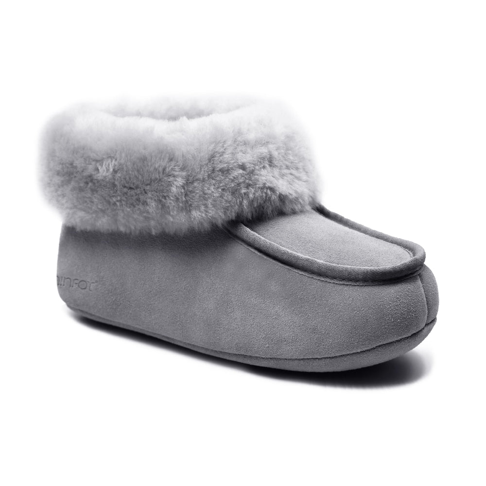 Minfot Fårskinnstofflor Barn Hven Grå