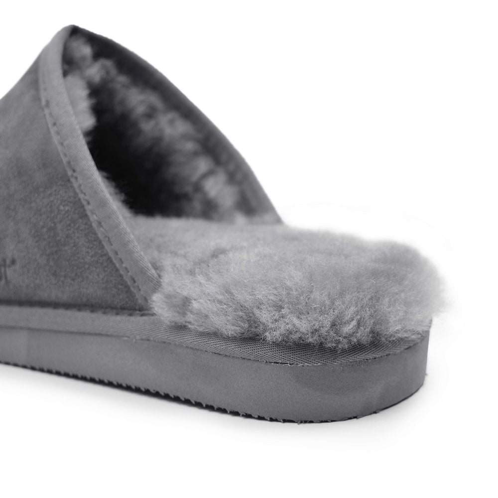 Minfot Fårskinnstofflor Slip-on Orust med sula Grå
