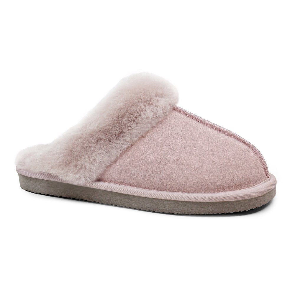 Minfot Lampaannahkatossut Slip on Duved pohjalla Rose