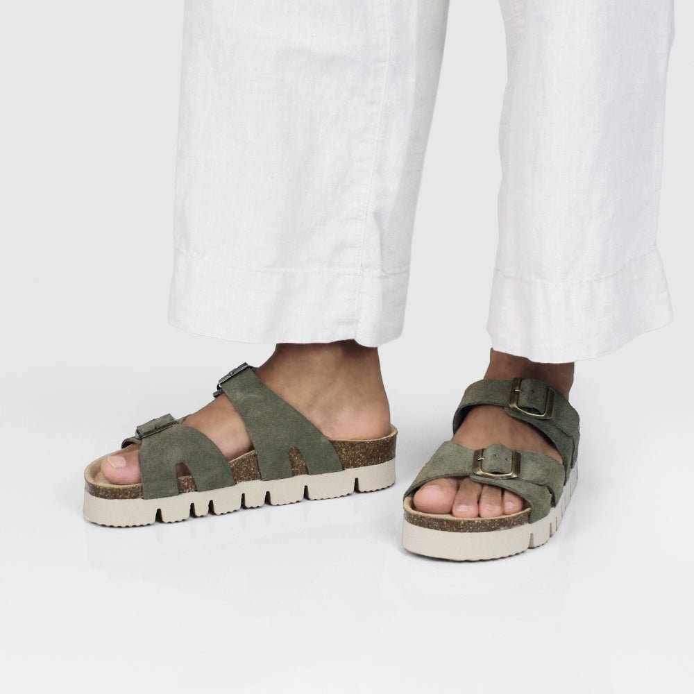 Minfot Upstep Lill Sandaler Dam Mocka Grön