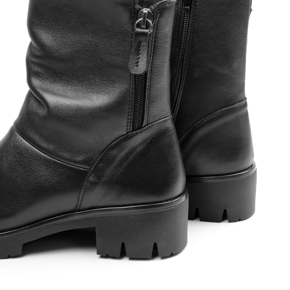 Minfot Noa Boots med låg klack Zip Stretch Läder Svart