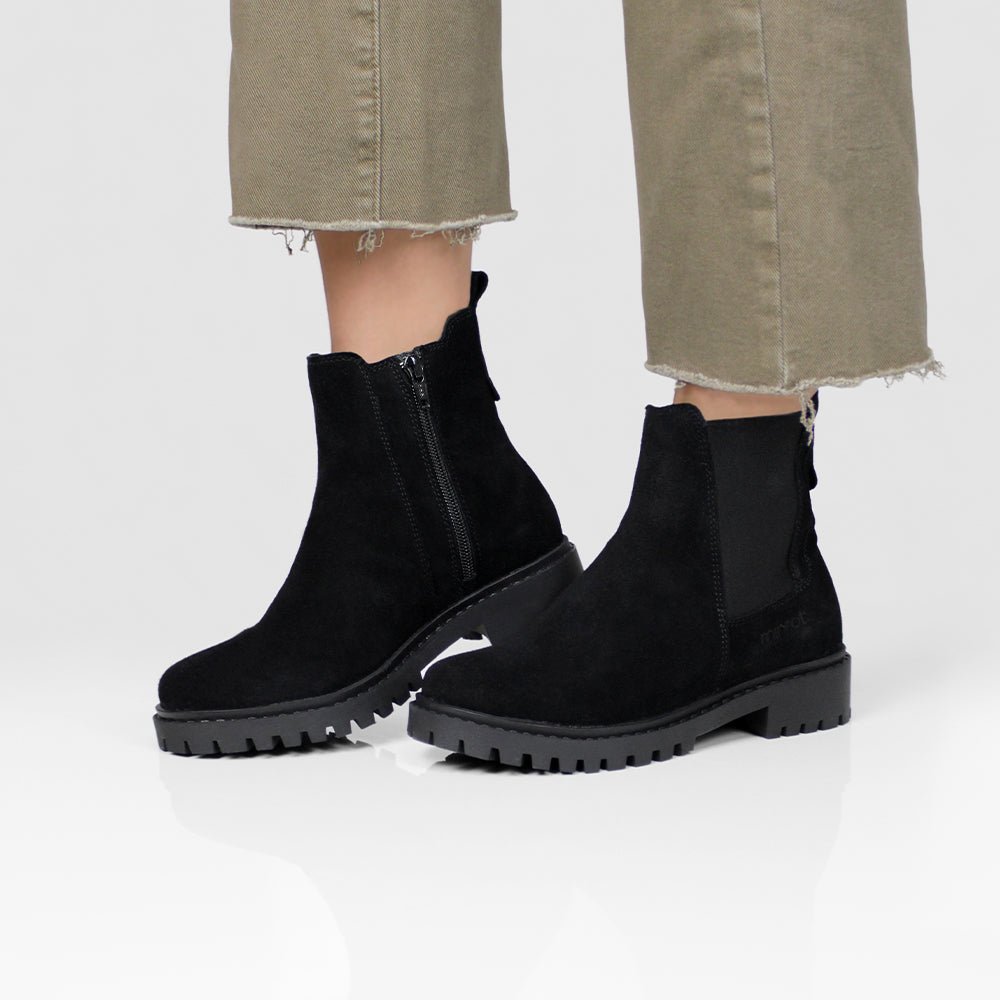 Minfot Ribe Chelsea Boots Zip Mocka Svart