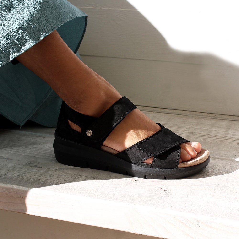 Minfot Sandal Komfort Mia med Hälkappa Nubuck Svart