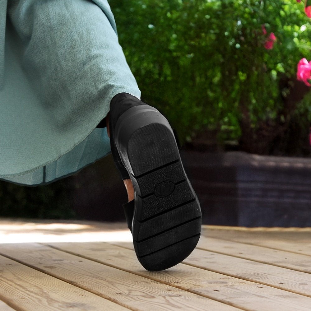 Minfot Sandal Komfort Mia med Hälkappa Nubuck Svart