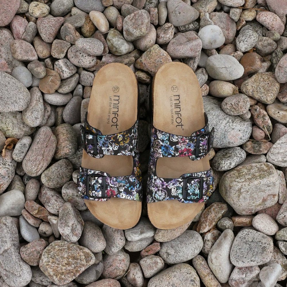Minfot Sandaler Mjuk Bio Tropical Flowers Svart