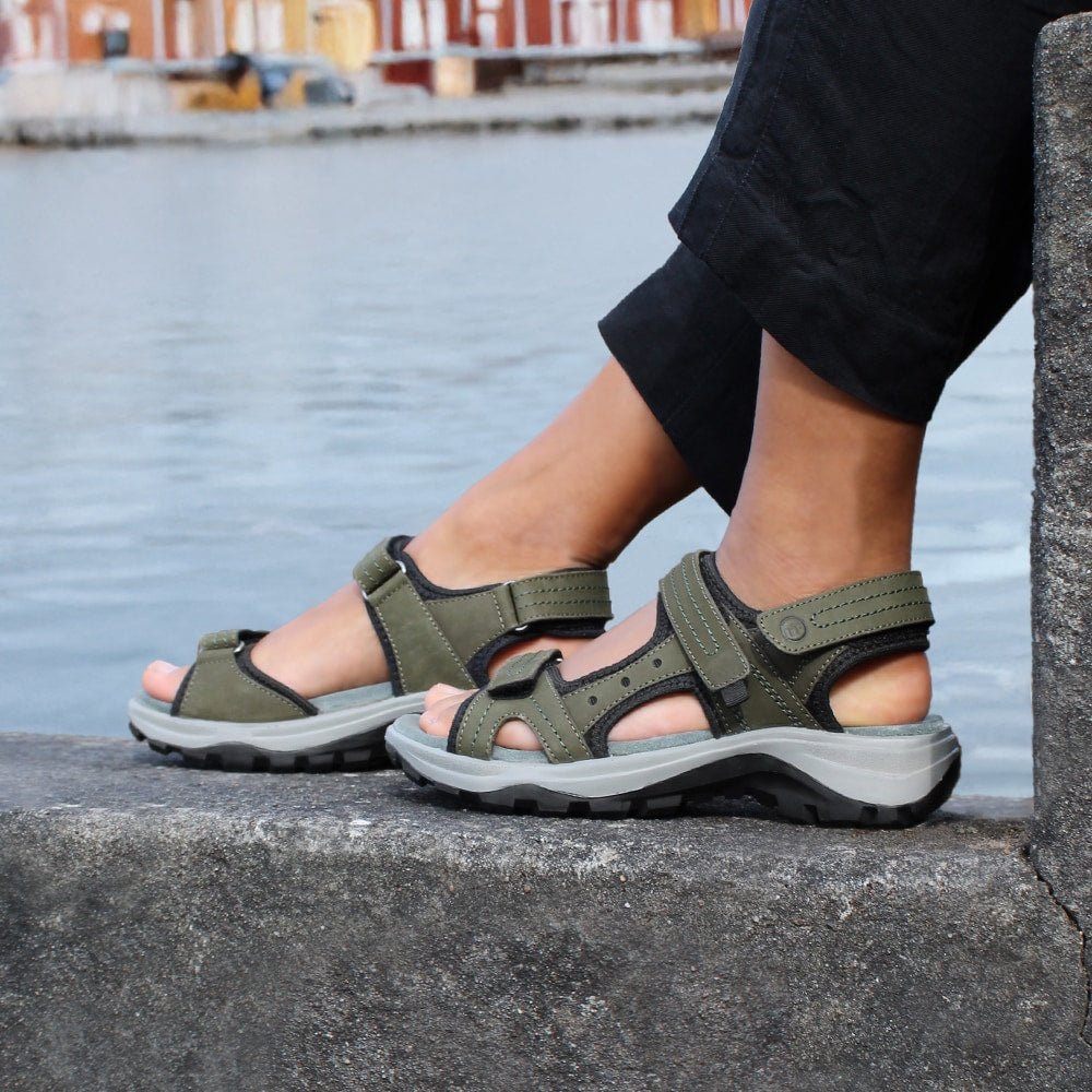 Minfot Sandhamn Sandaler Dam Nubuck Olivgrön