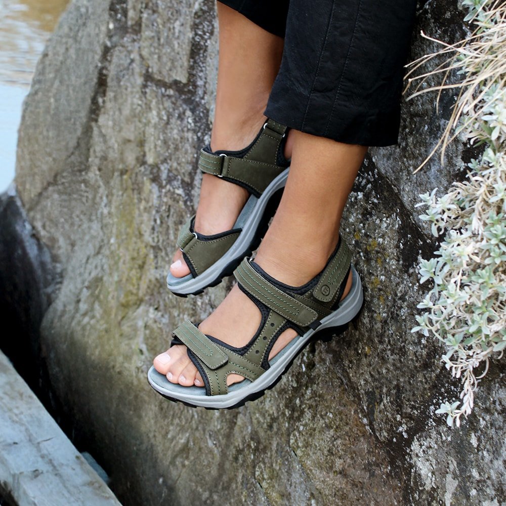 Minfot Sandhamn Sandaler Dam Nubuck Olivgrön