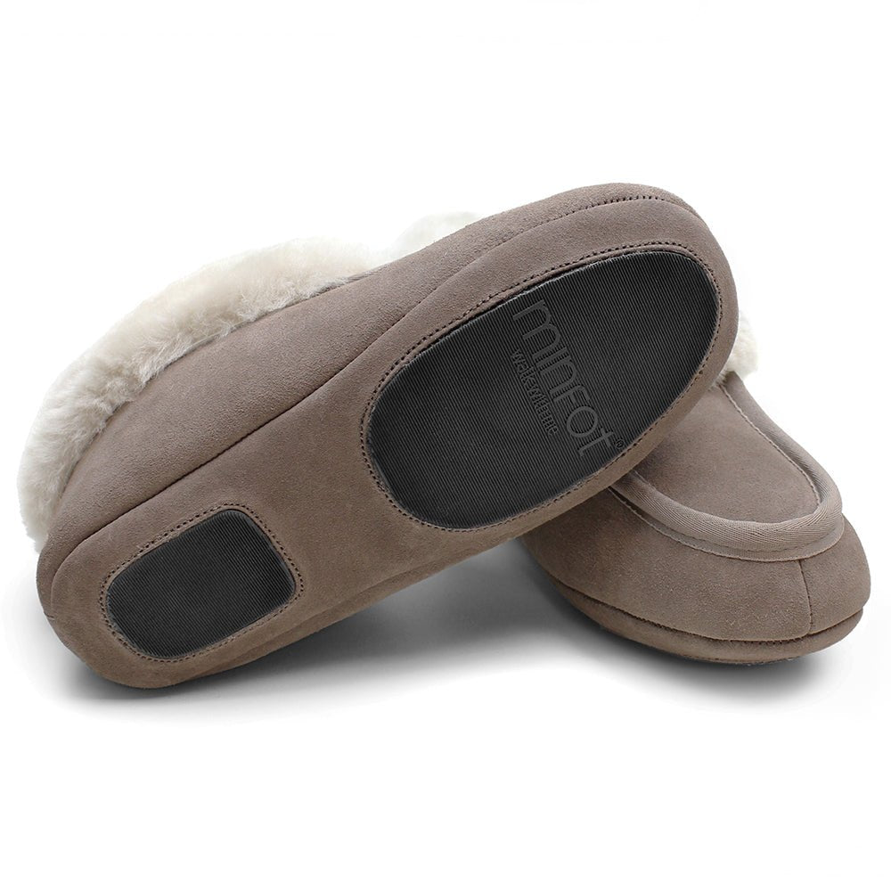 Minfot Fårskinnstofflor Hemse med sula Taupe