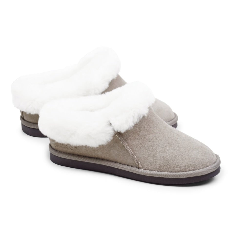 Minfot Fårskinnstofflor Bergen med sula Taupe