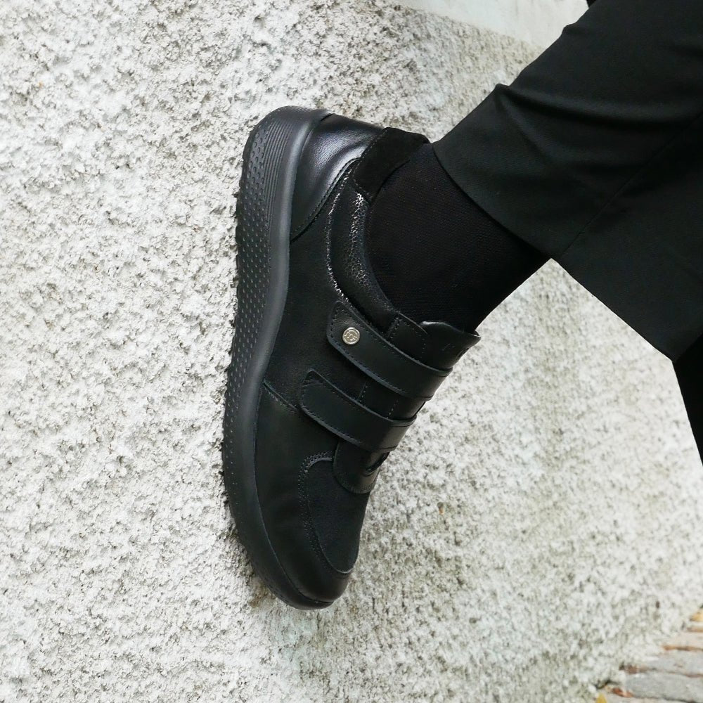 Minfot Way Sneaker Bred Stretch med kardborre Svart