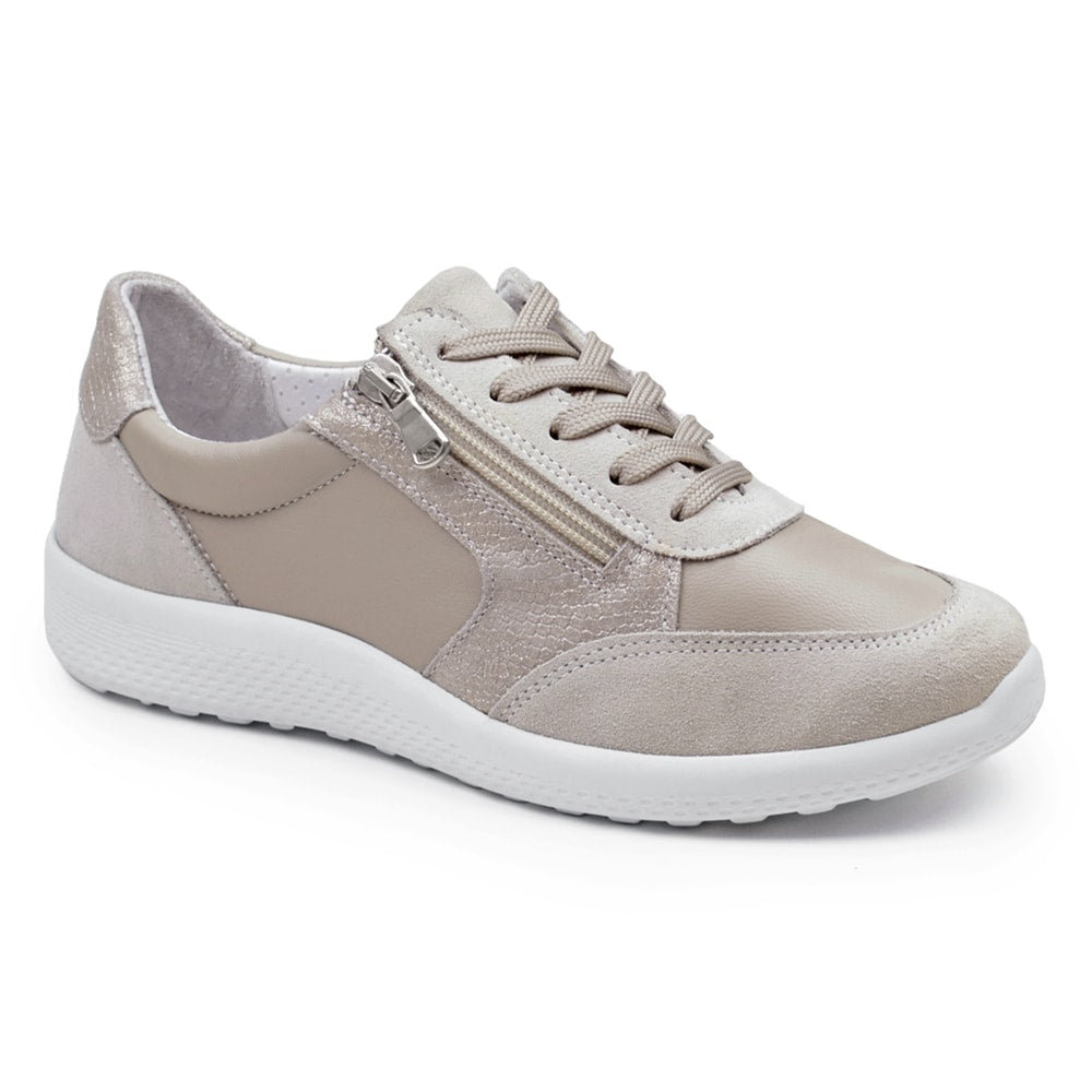 Minfot Way Sneaker Dam Bred Stretch Zip Beige