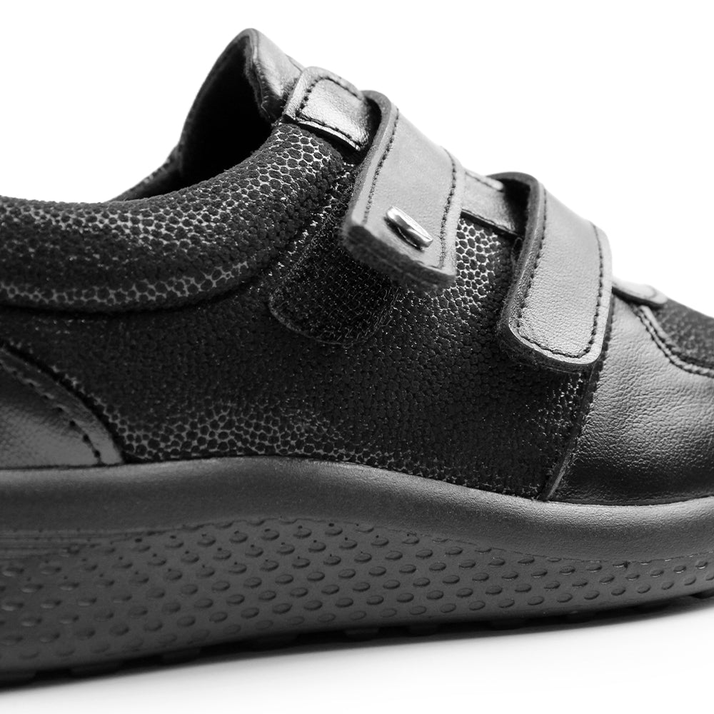 Minfot Way Sneaker Bred Stretch med kardborre Svart
