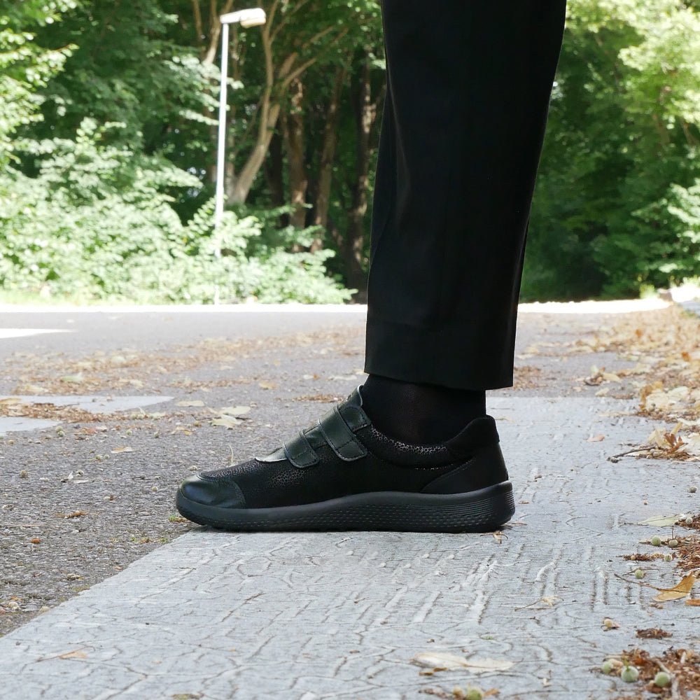 Minfot Way Sneaker Bred Stretch med kardborre Svart