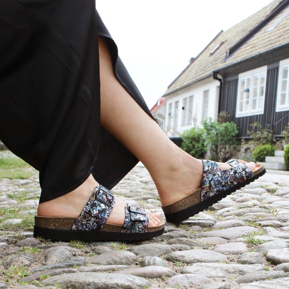 Minfot Sandaler Mjuk Bio Tropical Flowers Svart