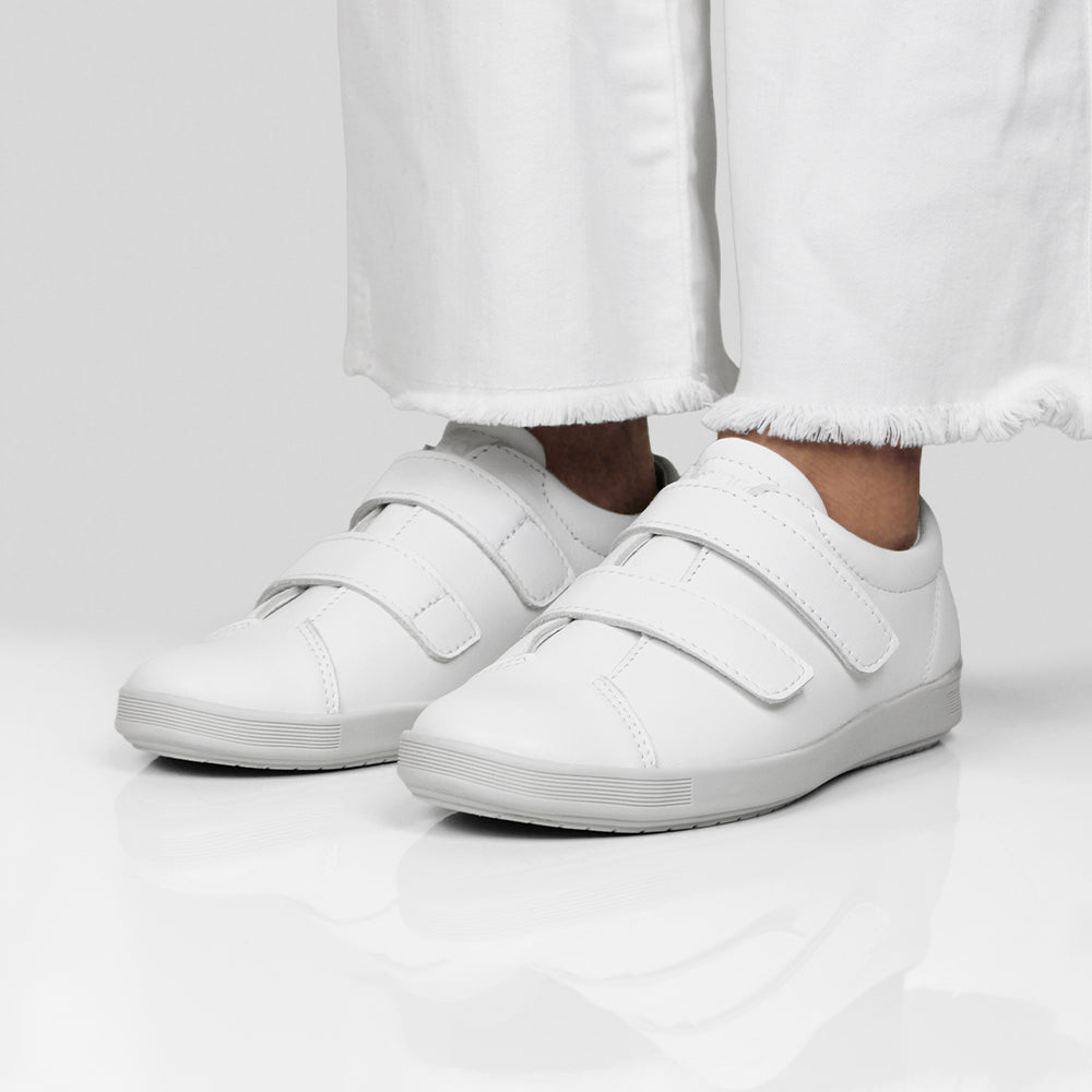 Minfot Aveny Skinn Sneaker Dam Kardborreband Vit