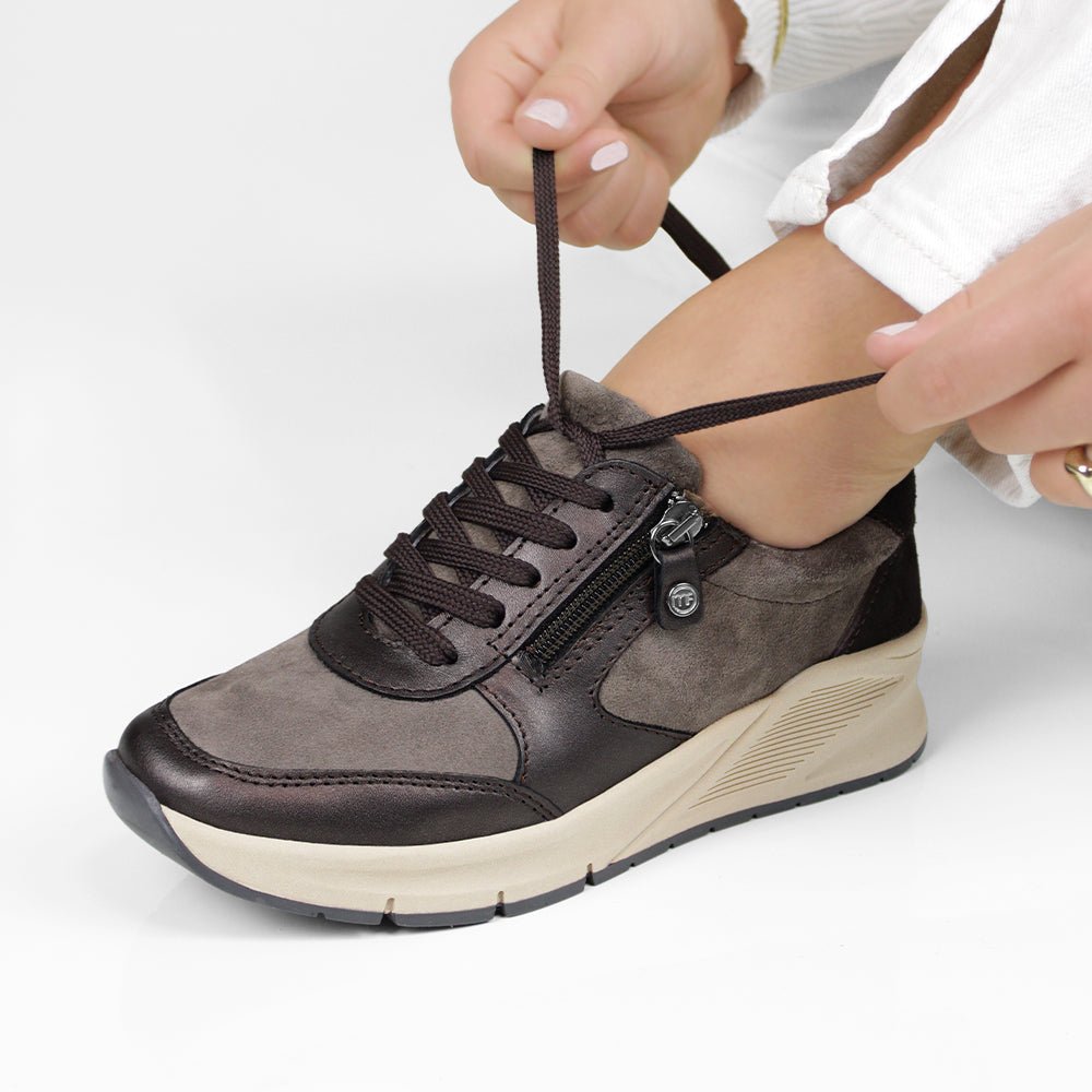 Minfot Vei Sneaker Stretch Nubuck Taupe Oxid
