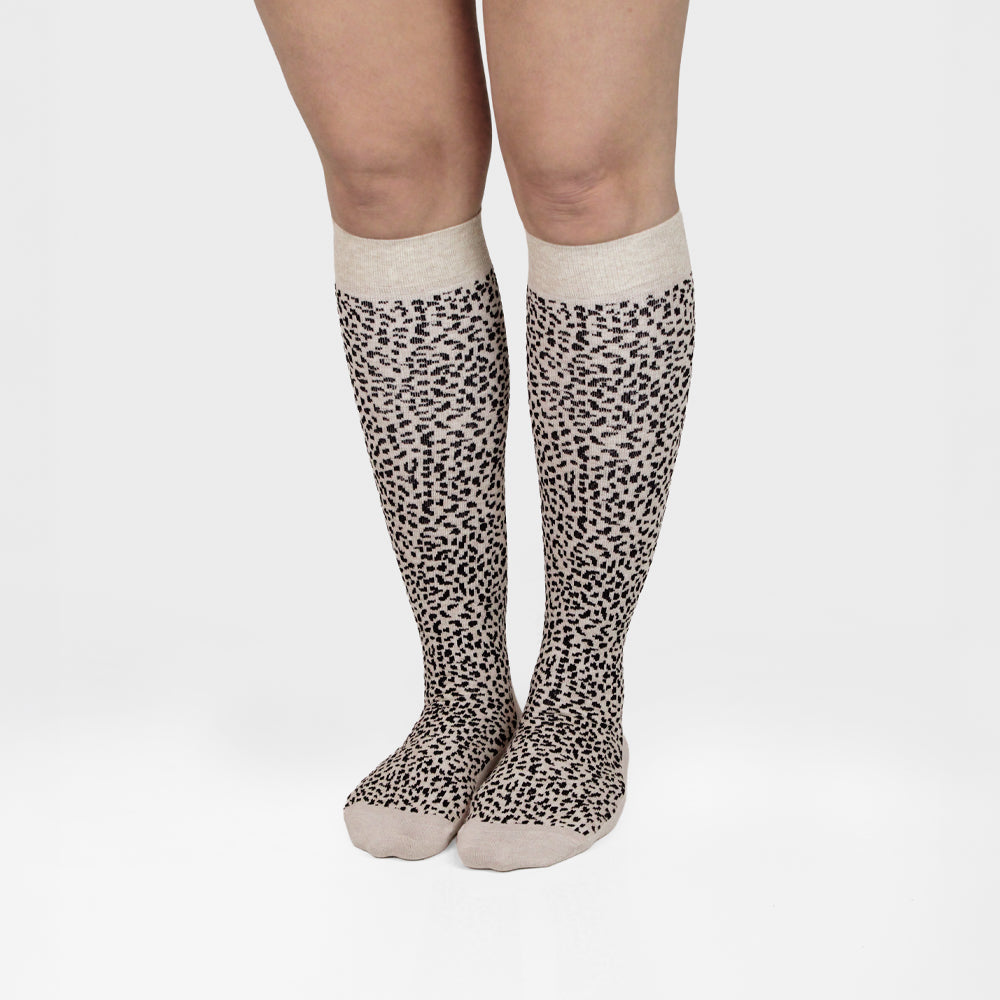 Minfot Tukisukat Puuvilla Leopardi Beige 1-pakkaus