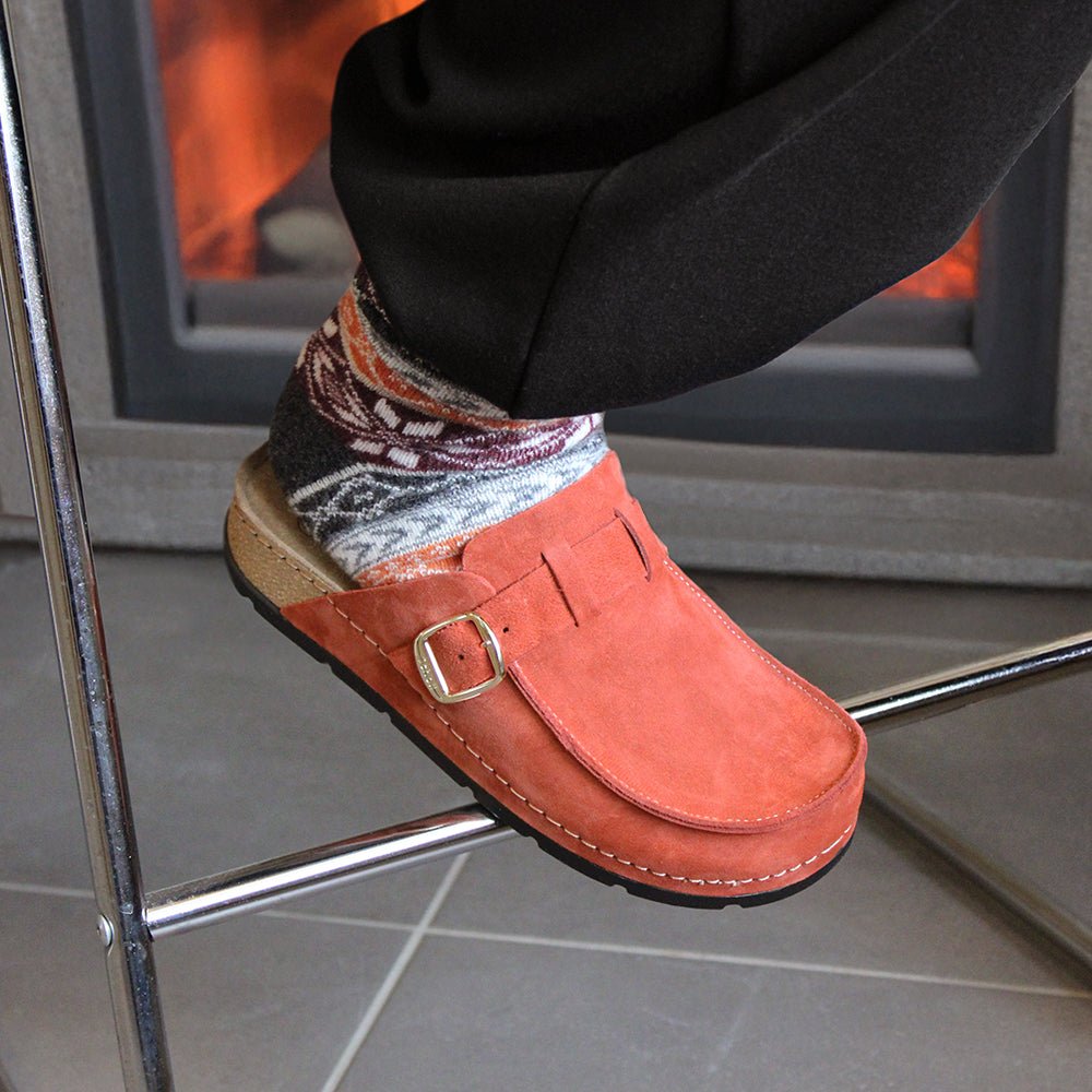 Scholl Tofflor Bora Moccasin Dam Mocka Röd