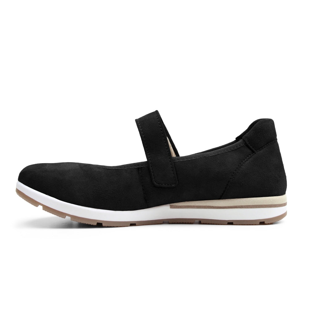 Minfot Ballerinaskor med rem Joyce Dam Stretch Nubuck Svart