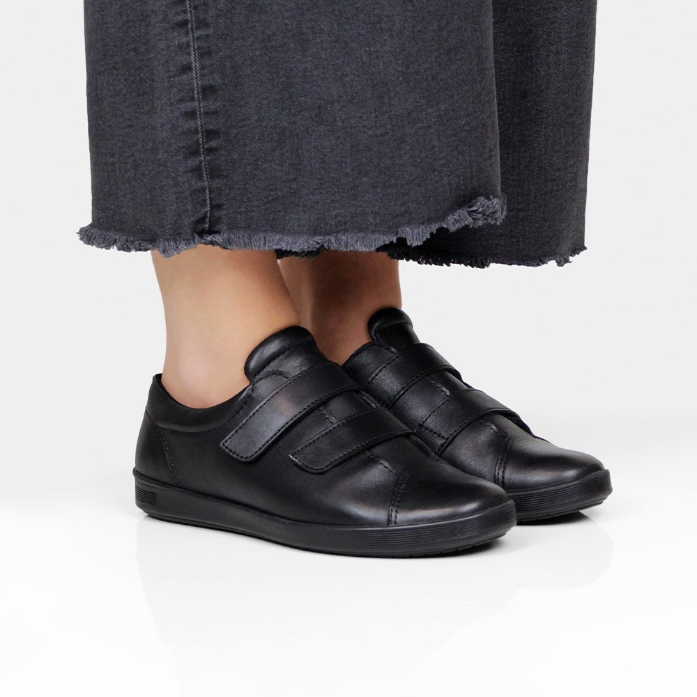 Minfot Aveny Skinn Sneaker Dam Kardborreband Svart